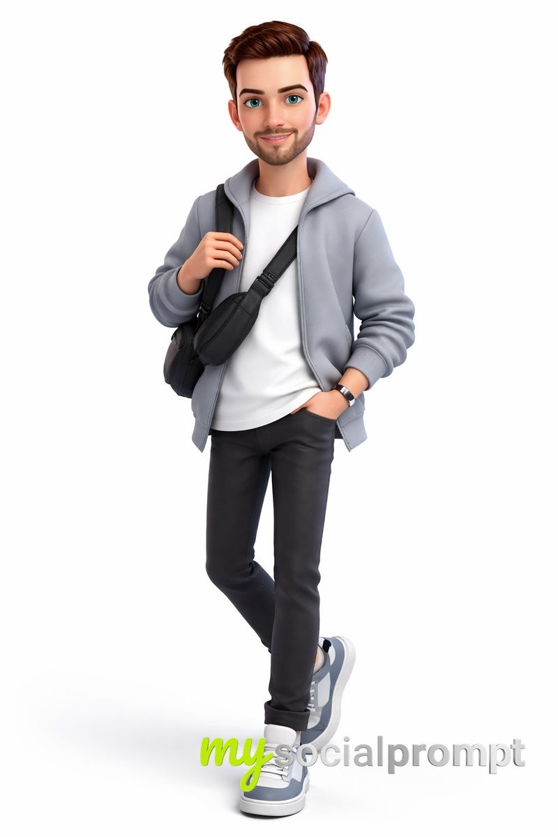 nanobanana prompt: Pixar-Styled 3D Character with Modern Fashion Aesthetic