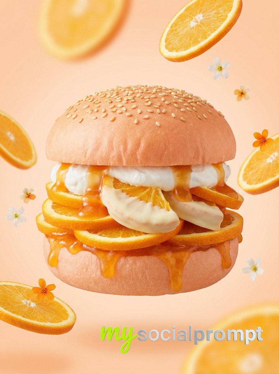 nanobanana prompt: Hyper-realistic Banana Dessert Burger with Cinematic Lighting 3