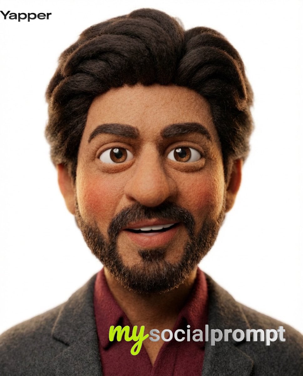 nanobanana prompt: Pixar-Style 3D Claymation Character with Soft Felt Texture and Cinematic Lighting