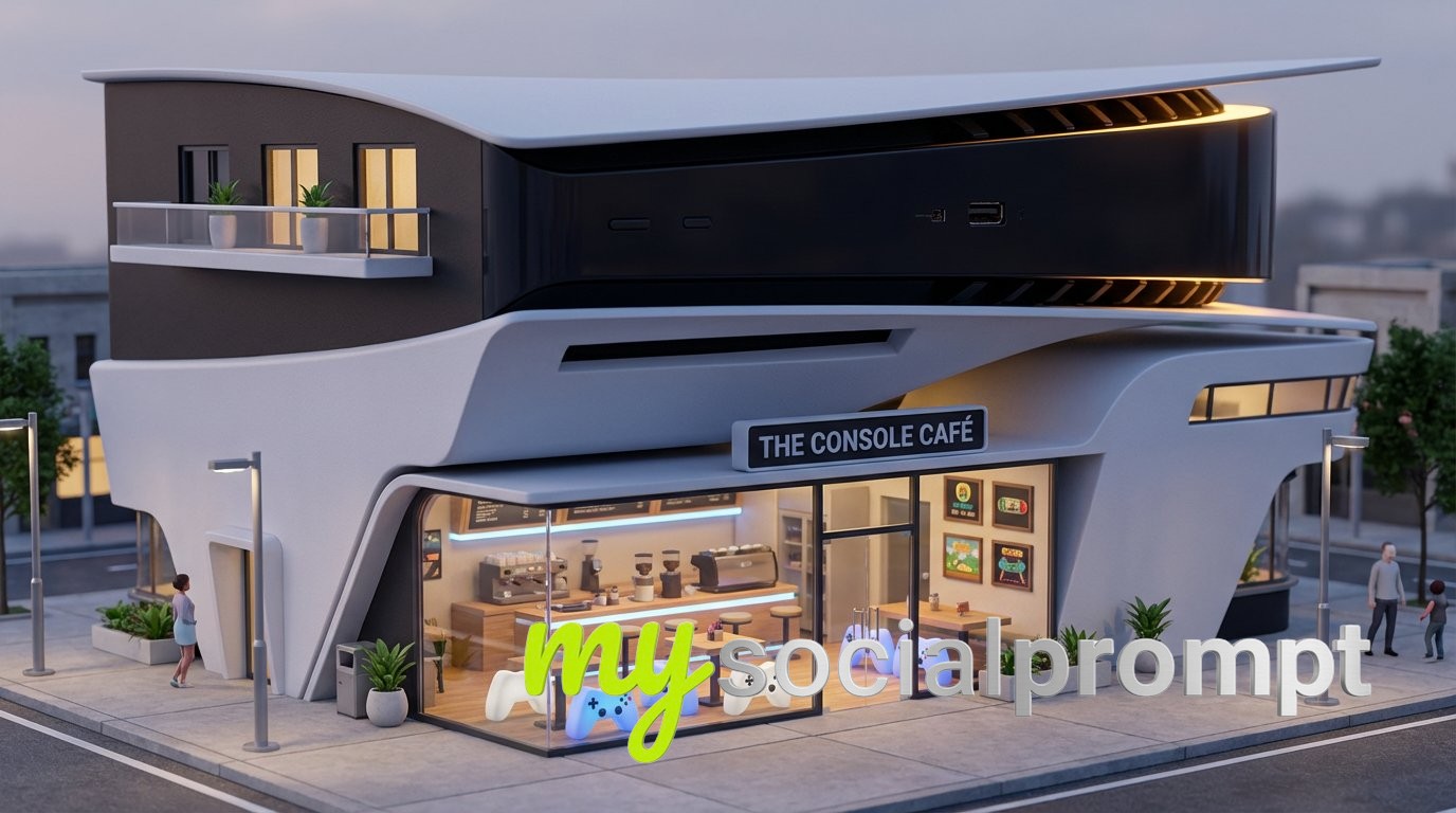 nanobanana prompt: Surreal Miniature Café with Cinematic Lighting & Hyperrealism