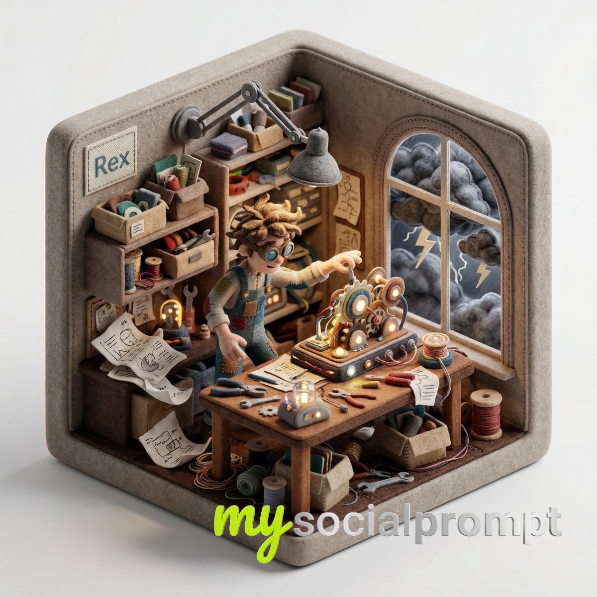 nanobanana prompt: 3D Isometric Felt Diorama of a Tea Master in Sunlit Nature Studio 3