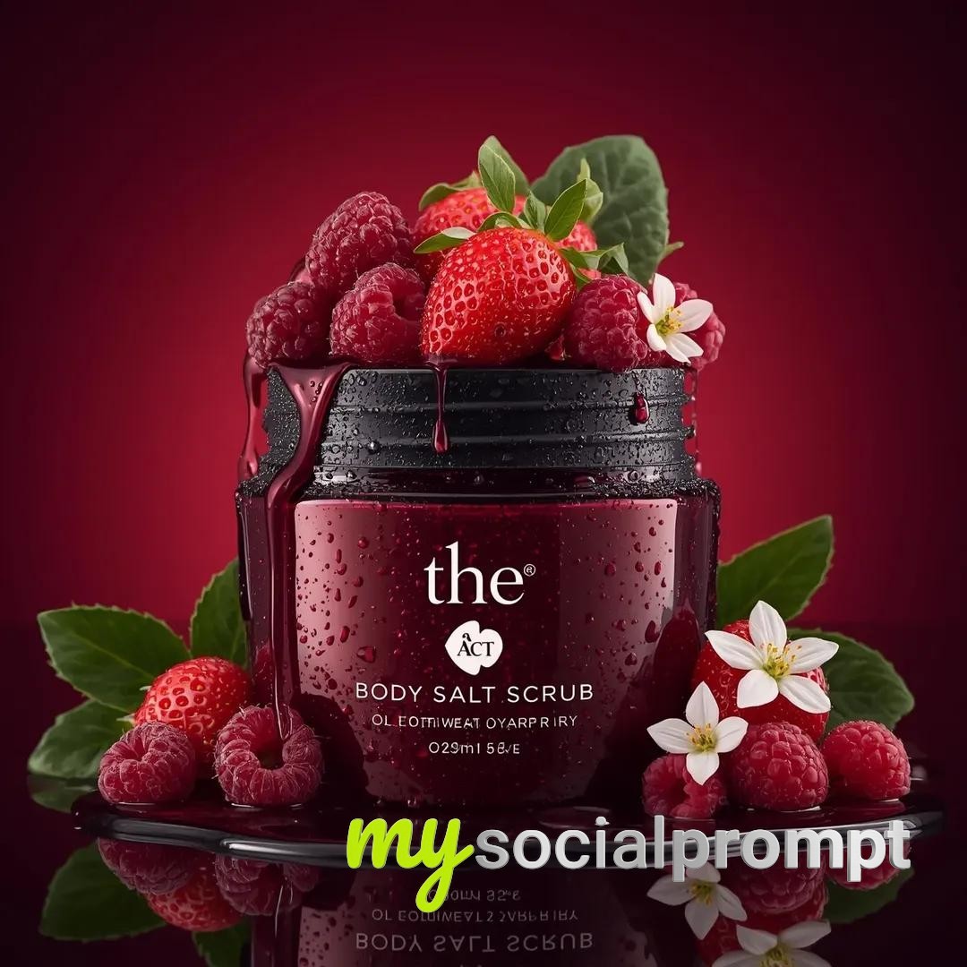 nanobanana prompt: Luxury Skincare Photography: Crimson Berry Body Scrub