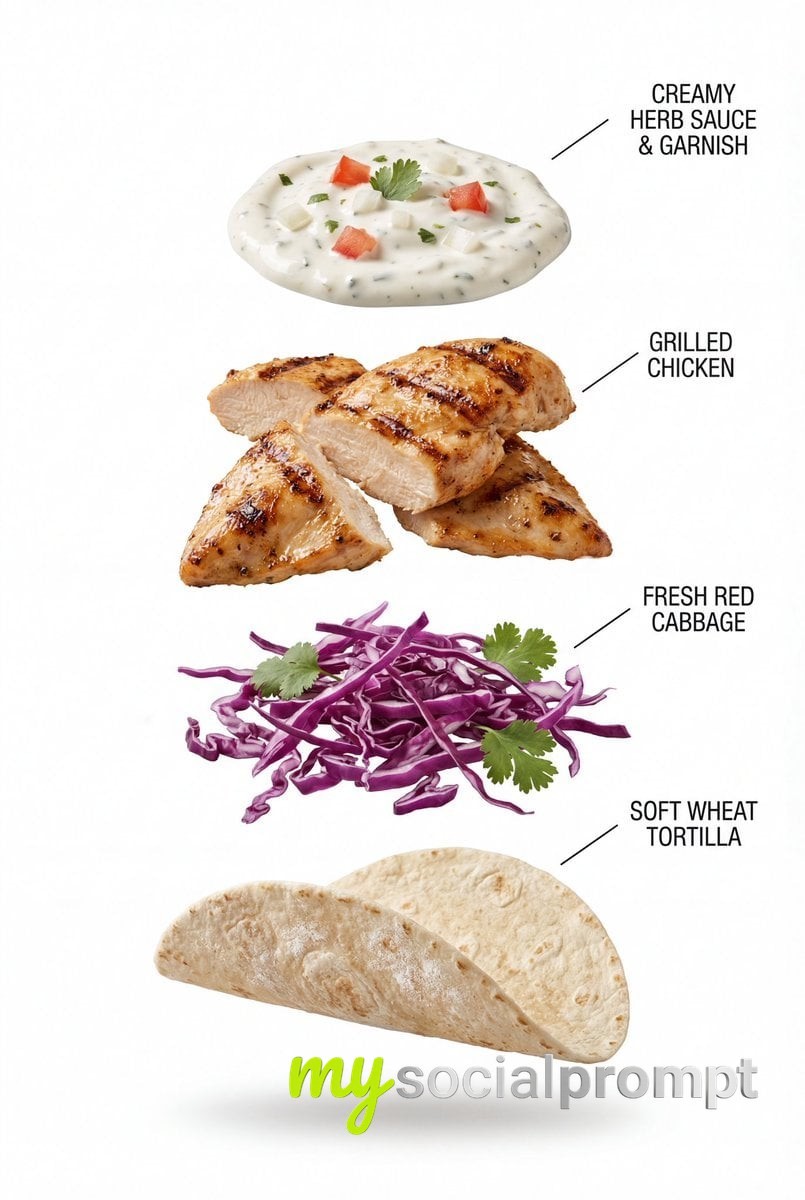 nanobanana prompt: Studio Shot of Gourmet Chicken Taco: Minimalist Food Photography