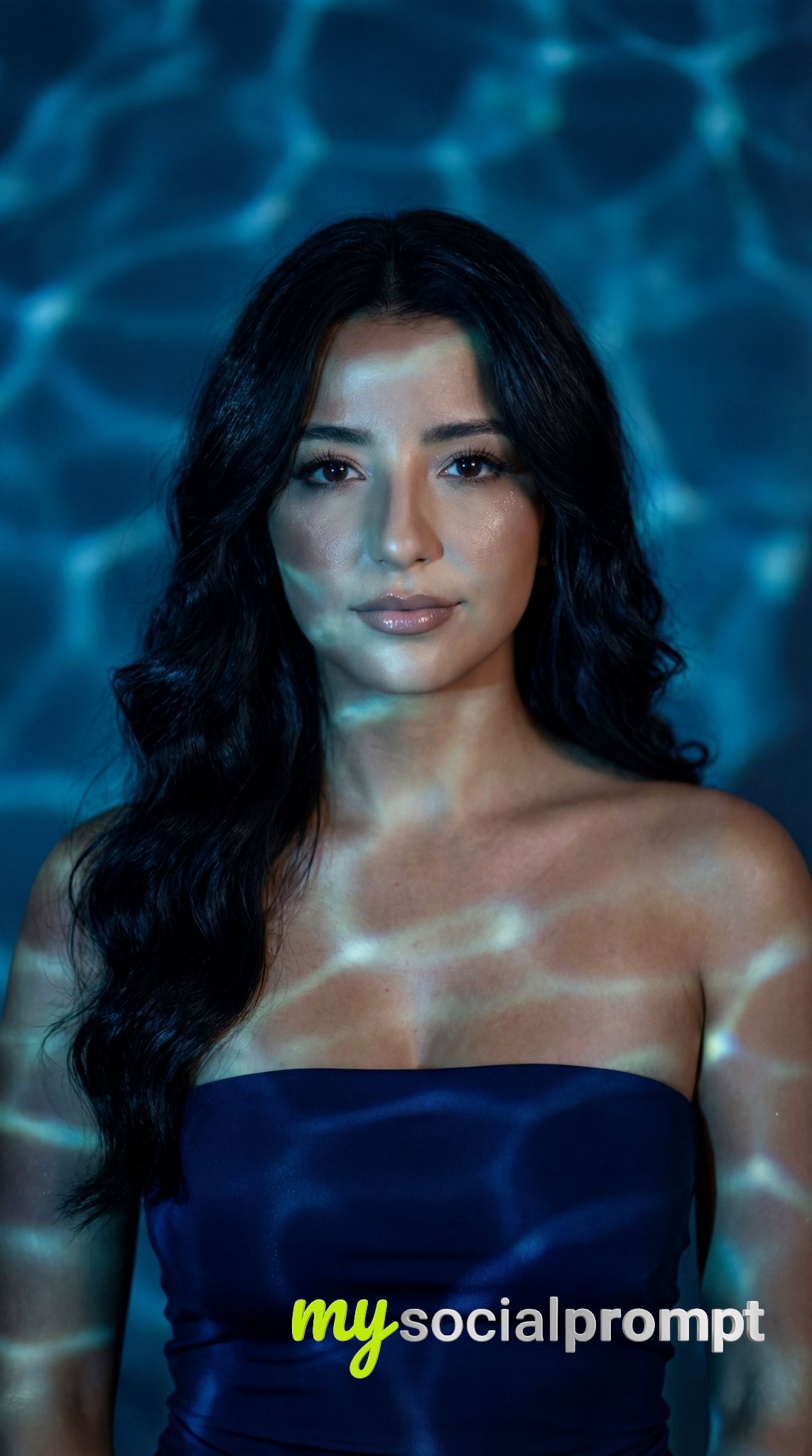 nanobanana prompt: Cinematic Portrait with Aquatic Ripple Lighting