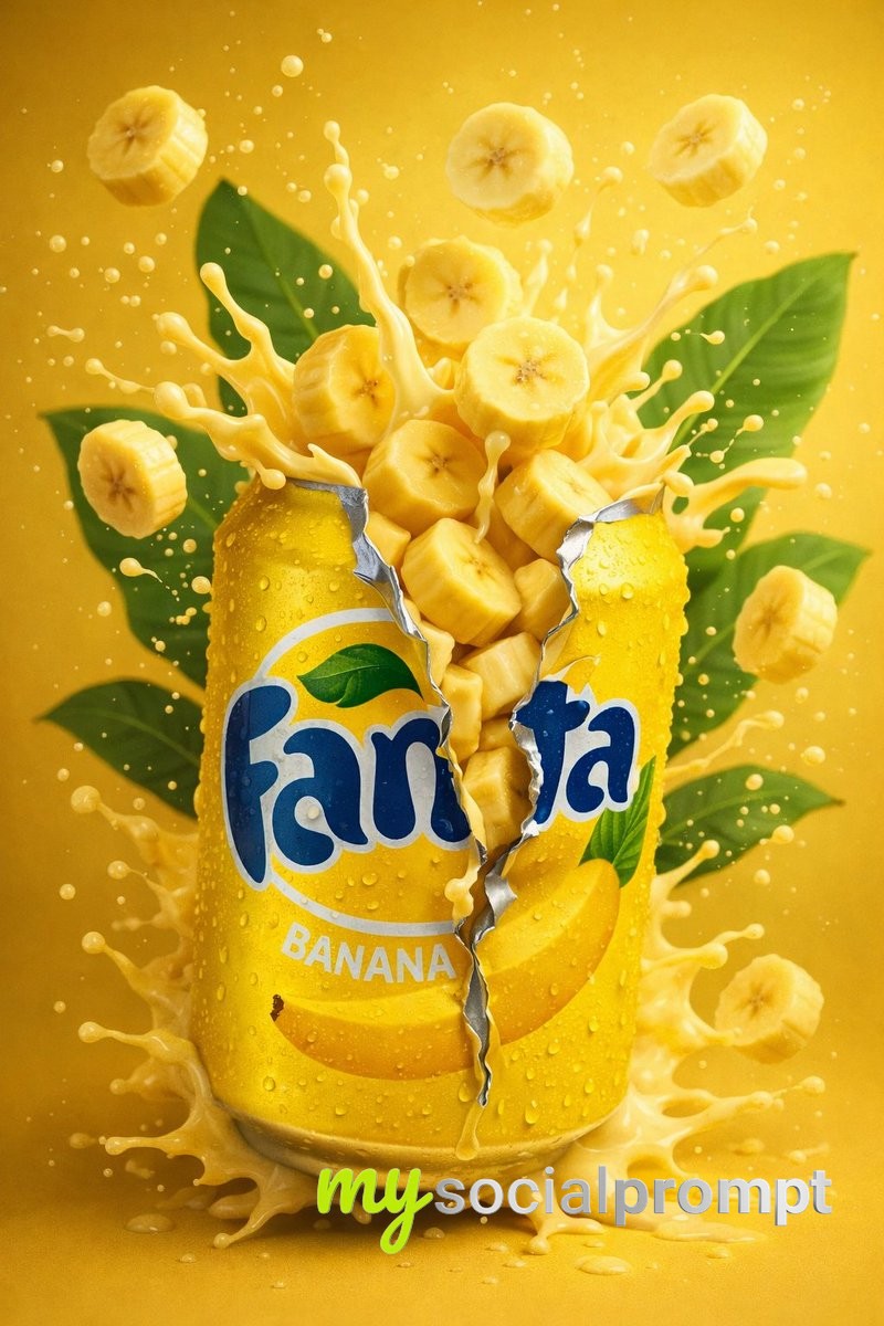 nanobanana prompt: Hyper-realistic Soda Can Explosion Photography with Studio Lighting 4
