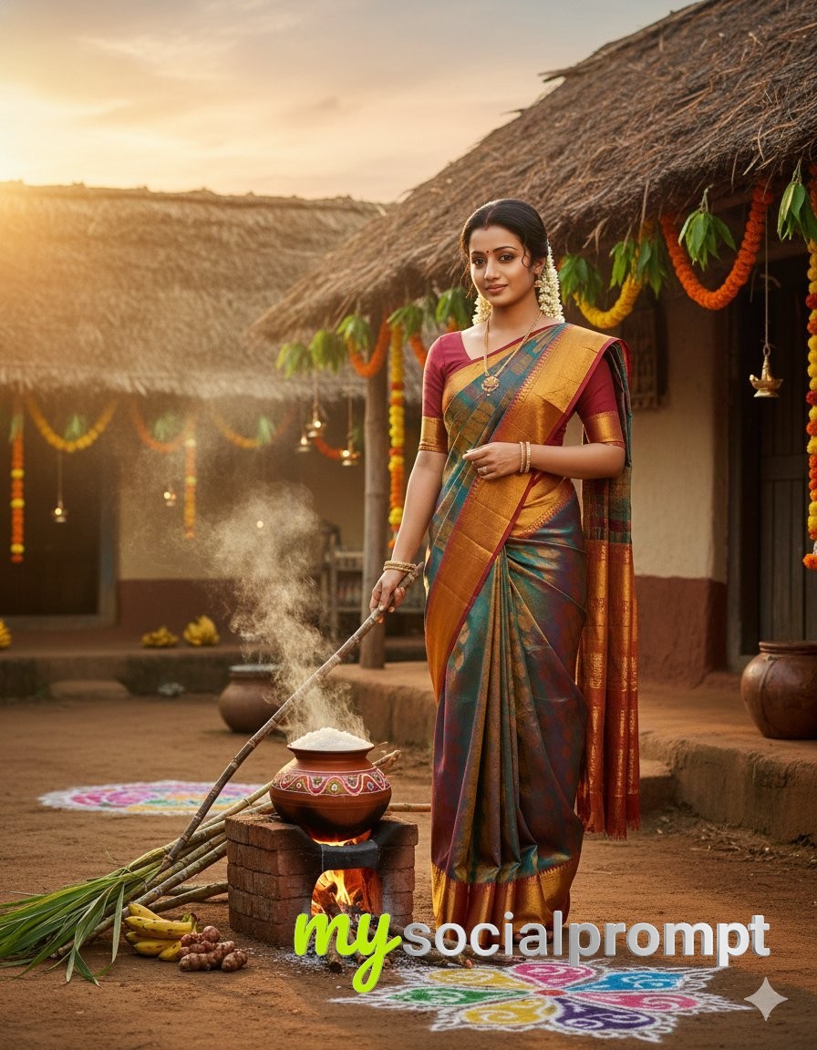 nanobanana prompt: Traditional South Indian Portrait with Cinematic Sunrise Lighting