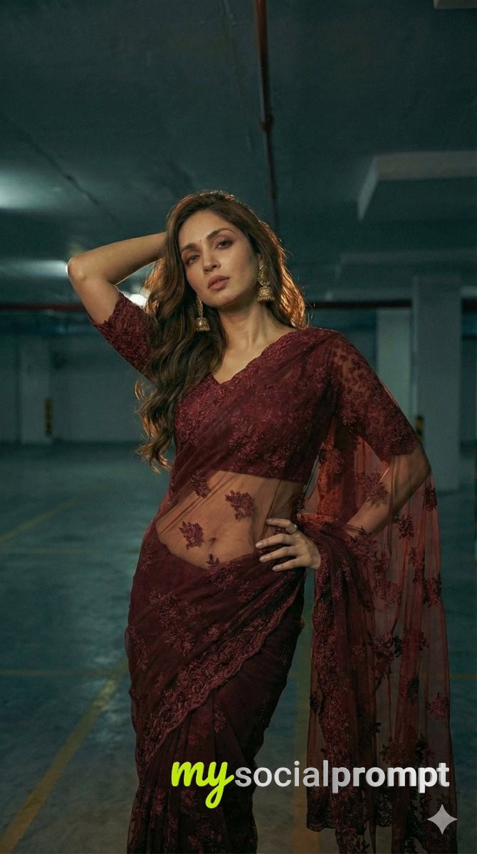 nanobanana prompt: Cinematic Fashion Portrait in Parking Garage
