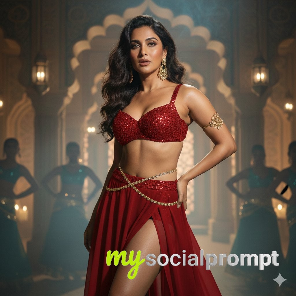 nanobanana prompt: Bollywood Glamour Portrait in Cinematic Golden Hour Lighting 3