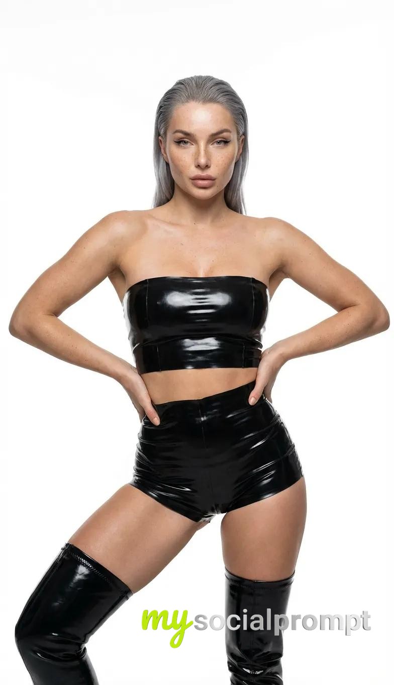 nanobanana prompt: High-Fashion Editorial Portrait with Latex Couture & Cinematic Lighting 2