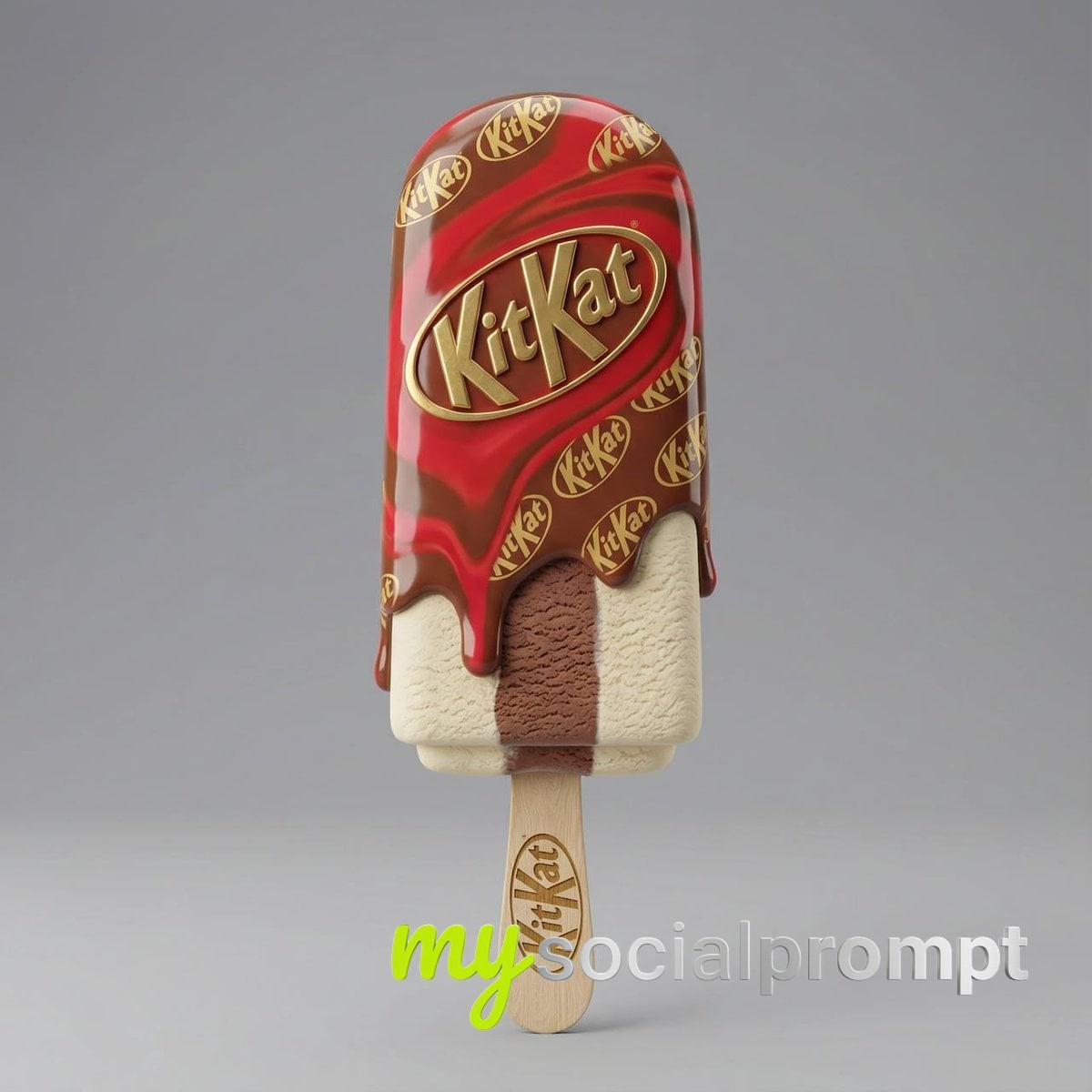 nanobanana prompt: Hyper-Realistic 3D Popsicle with Glossy Glaze and Gold Logo 3