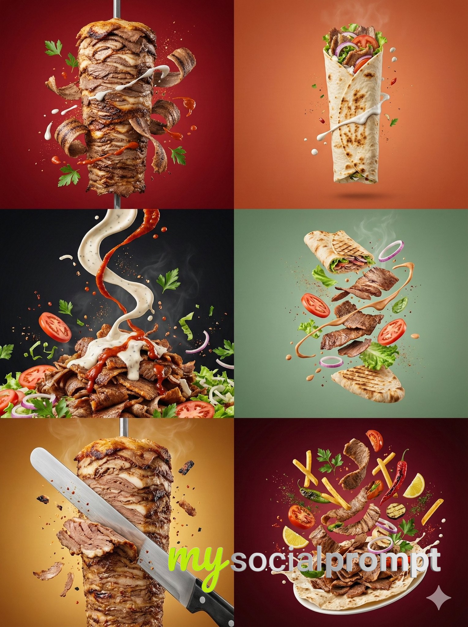 nanobanana prompt: Hyper-realistic Döner Kebab Photography with Cinematic Lighting