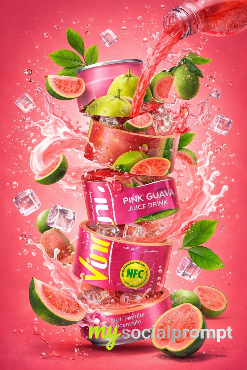 nanobanana prompt: Hyper-realistic Beverage Can with Dynamic Liquid Splash 2