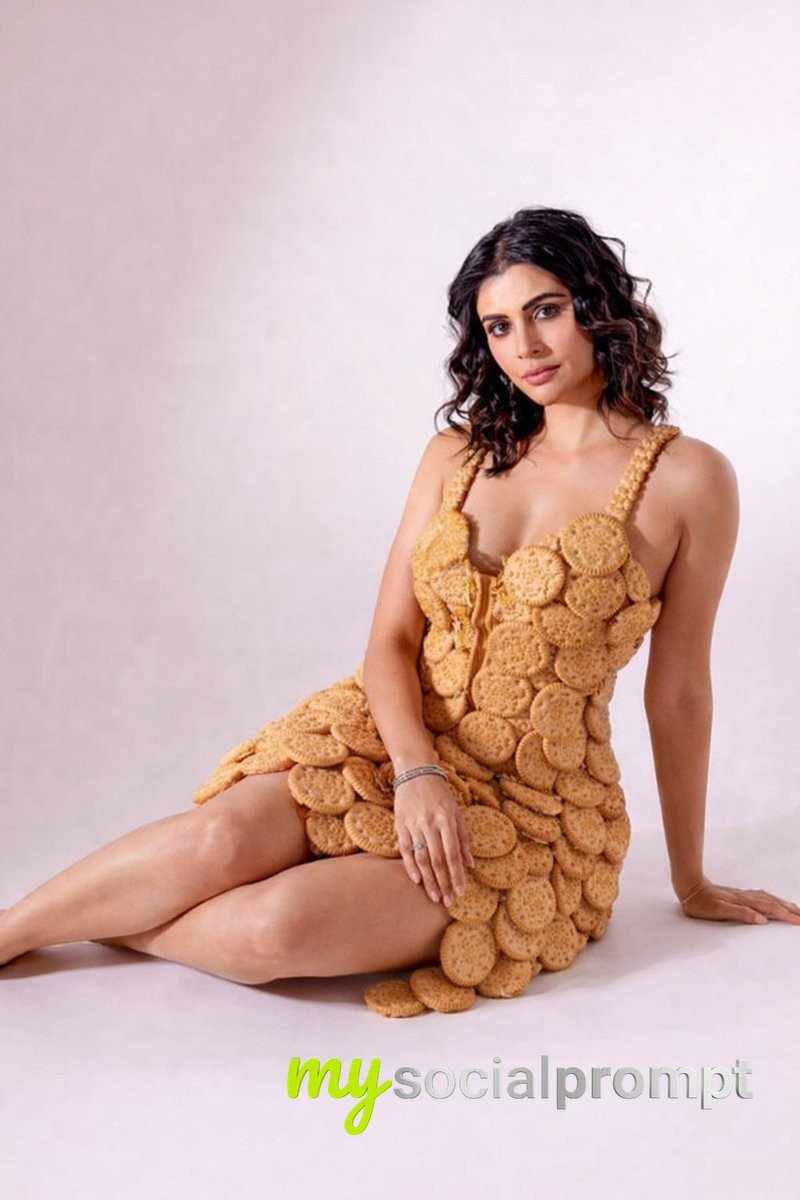 nanobanana prompt: Conceptual Couture Studio Fashion Portrait with Biscuit Dress