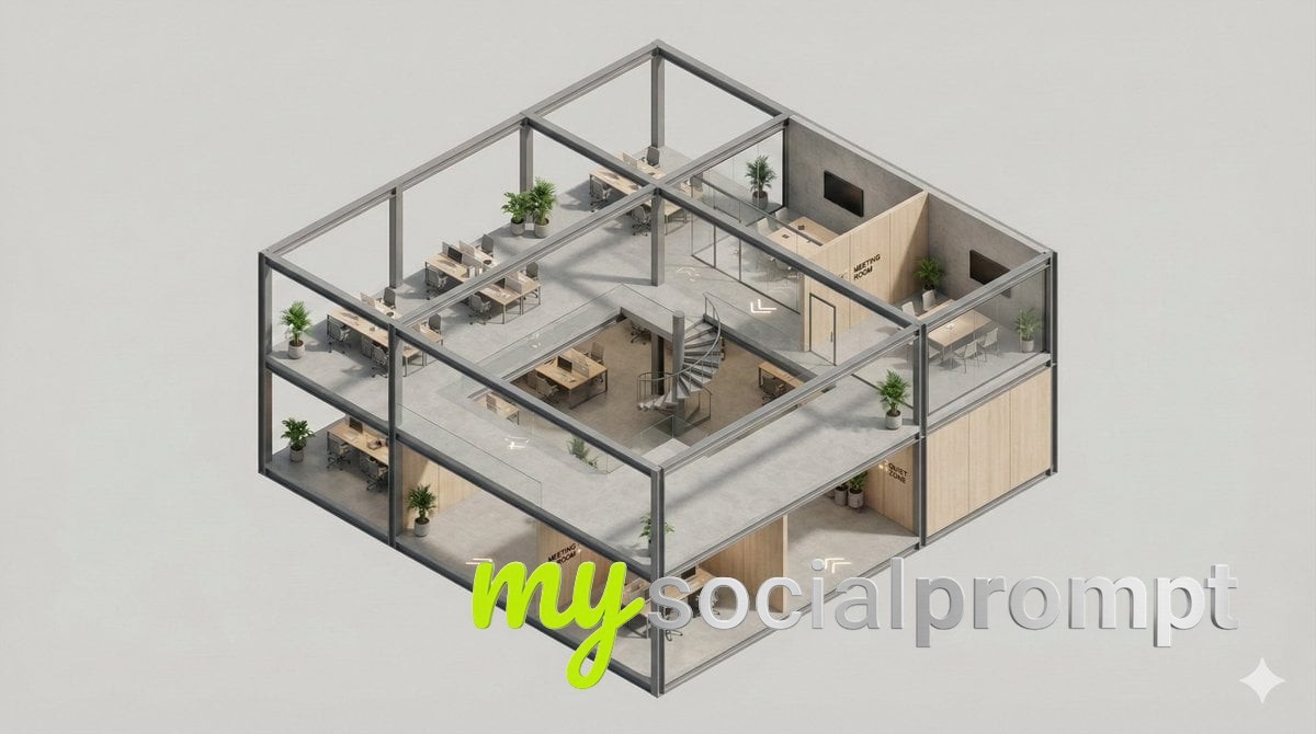 nanobanana prompt: Isometric Minimalist Building Diorama – Architectural Cutaway Model 3