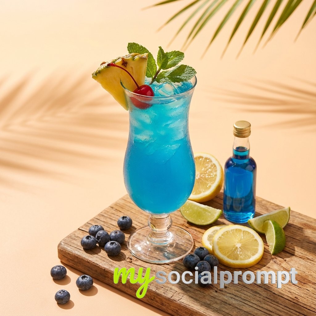nanobanana prompt: High-Angle Cocktail Photography with Golden Hour Lighting 4