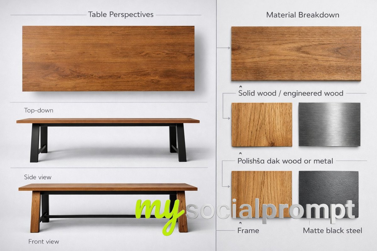 nanobanana prompt: Product Showcase with Split-View Composition & Material Analysis