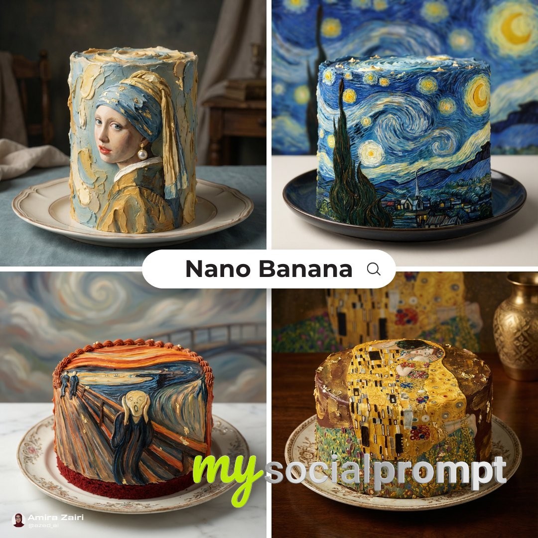 nanobanana prompt: Hyper-realistic Patisserie Art Inspired by [Painting Name]