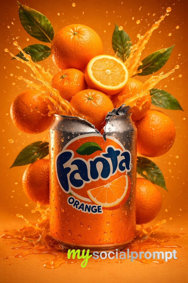nanobanana prompt: Hyper-realistic Soda Can Explosion Photography with Studio Lighting 2