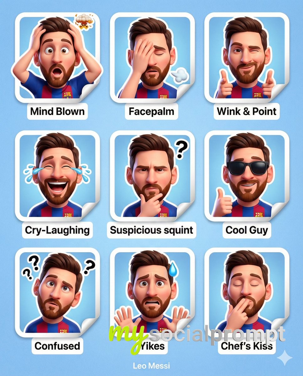 nanobanana prompt: Pixar-Style Michael Jackson Sticker Set with 3x3 Emotion Grid 3