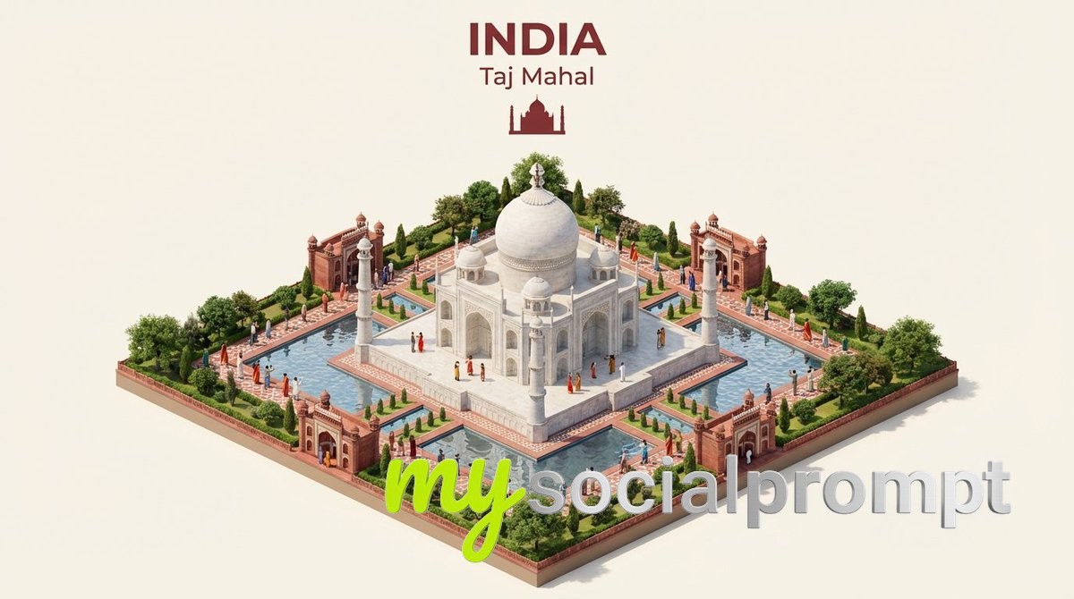 nanobanana prompt: Isometric Diorama of Iconic Architecture with PBR Materials 4