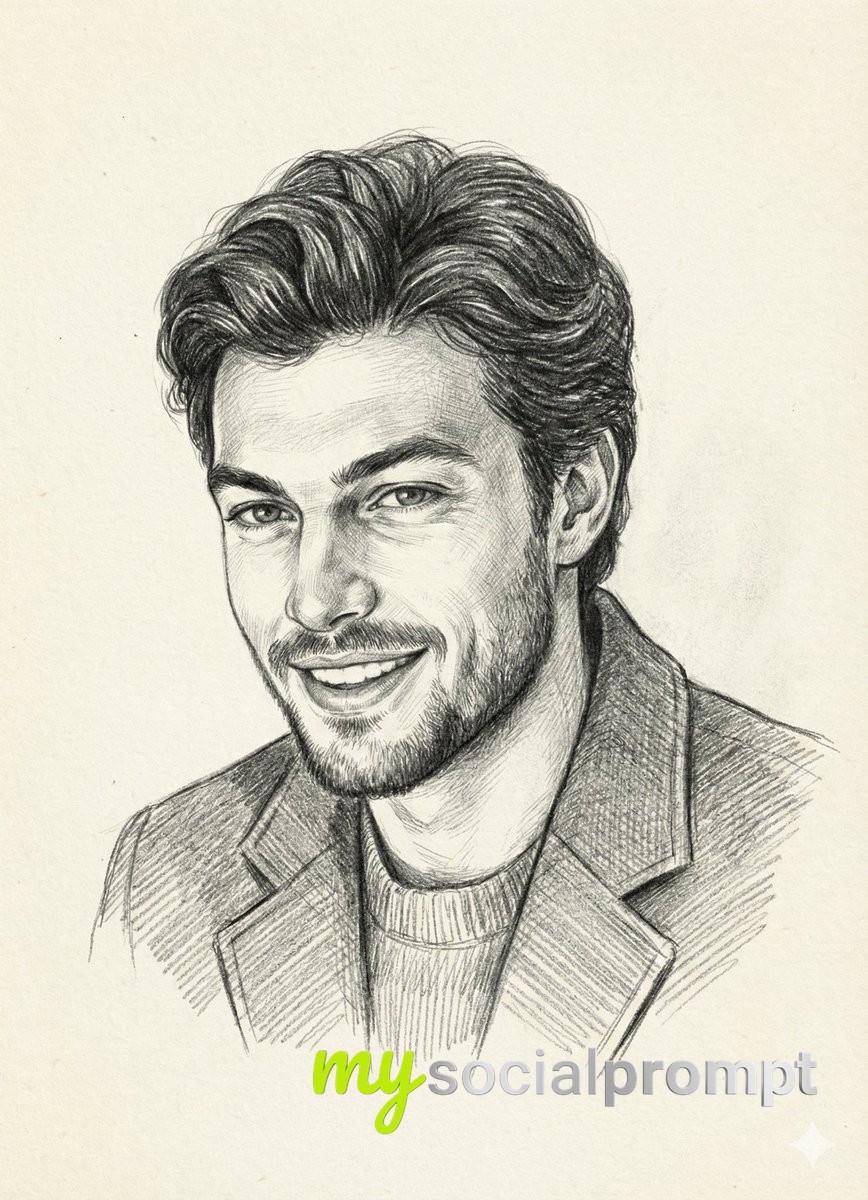 nanobanana prompt: Photorealistic Pencil Sketch Portrait with Crosshatching Technique