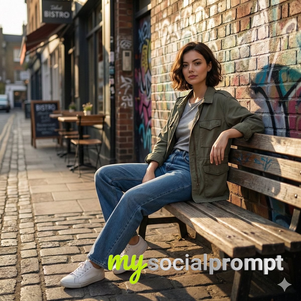 nanobanana prompt: Cinematic Street Portrait with Graffiti Backdrop and Late Afternoon Light 3