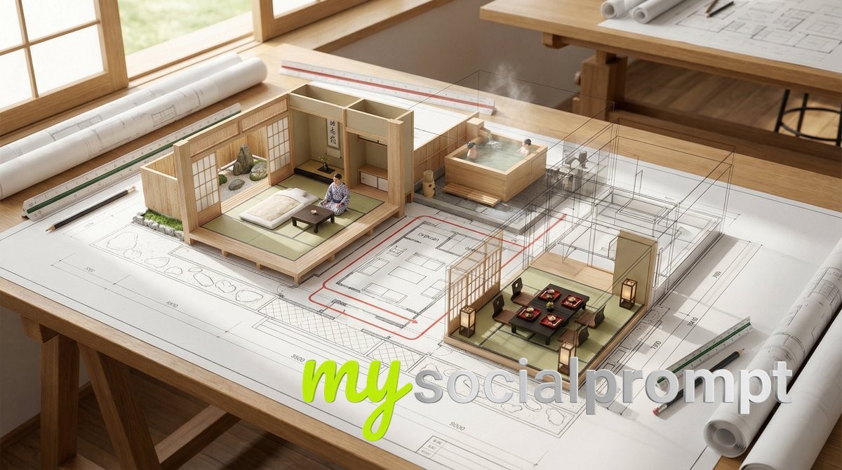 nanobanana prompt: Architectural Floor Plan with Miniature Inhabitable Spaces 2