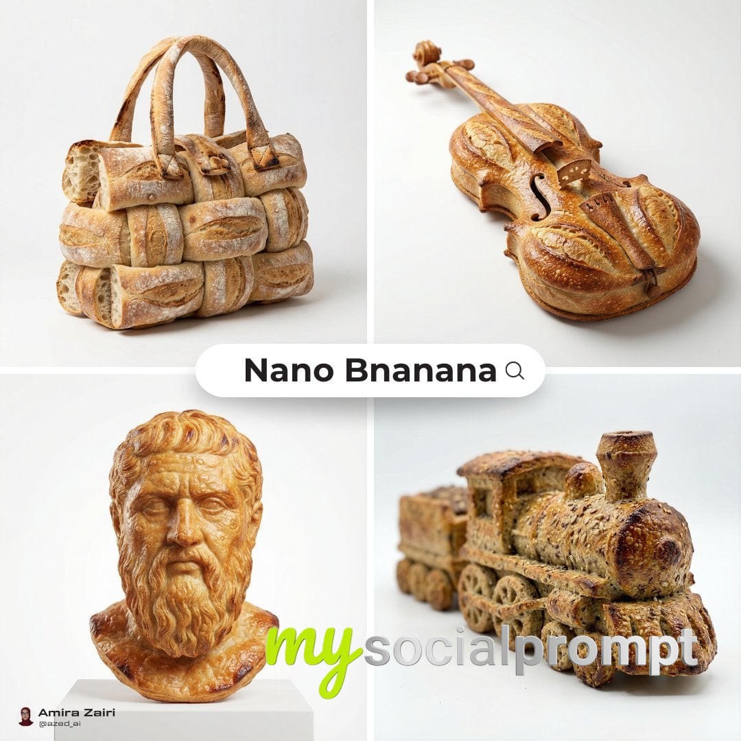 nanobanana prompt: Hyper-Realistic Bread Sculpture Photography