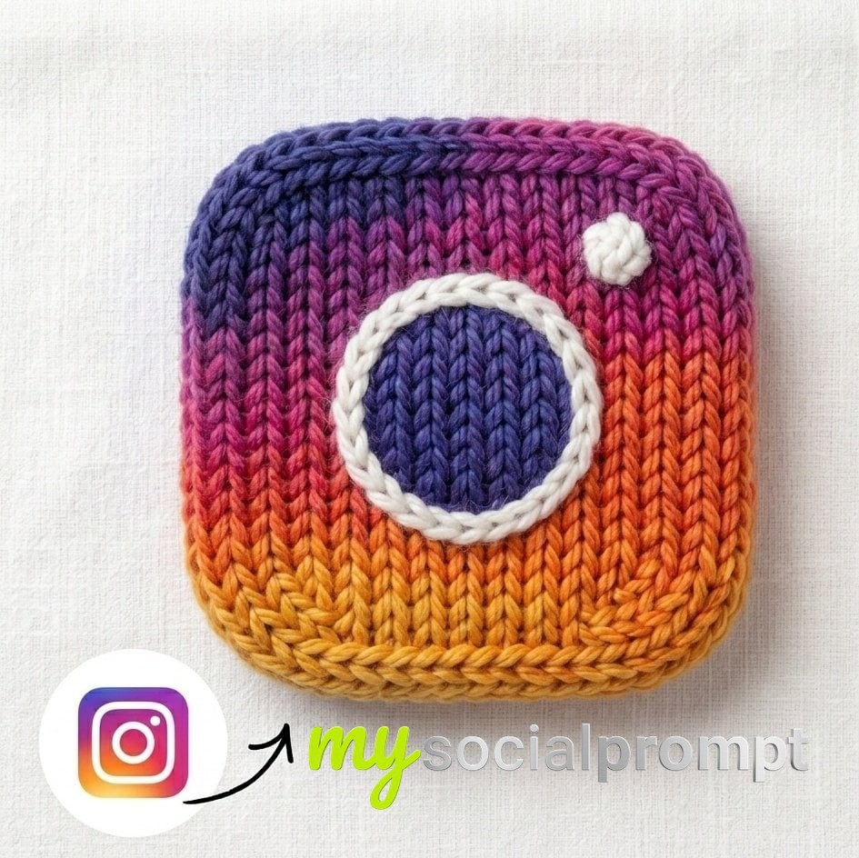 nanobanana prompt: Knitted Instagram Logo, Handcrafted Textile Design, Macro Product Photography 3