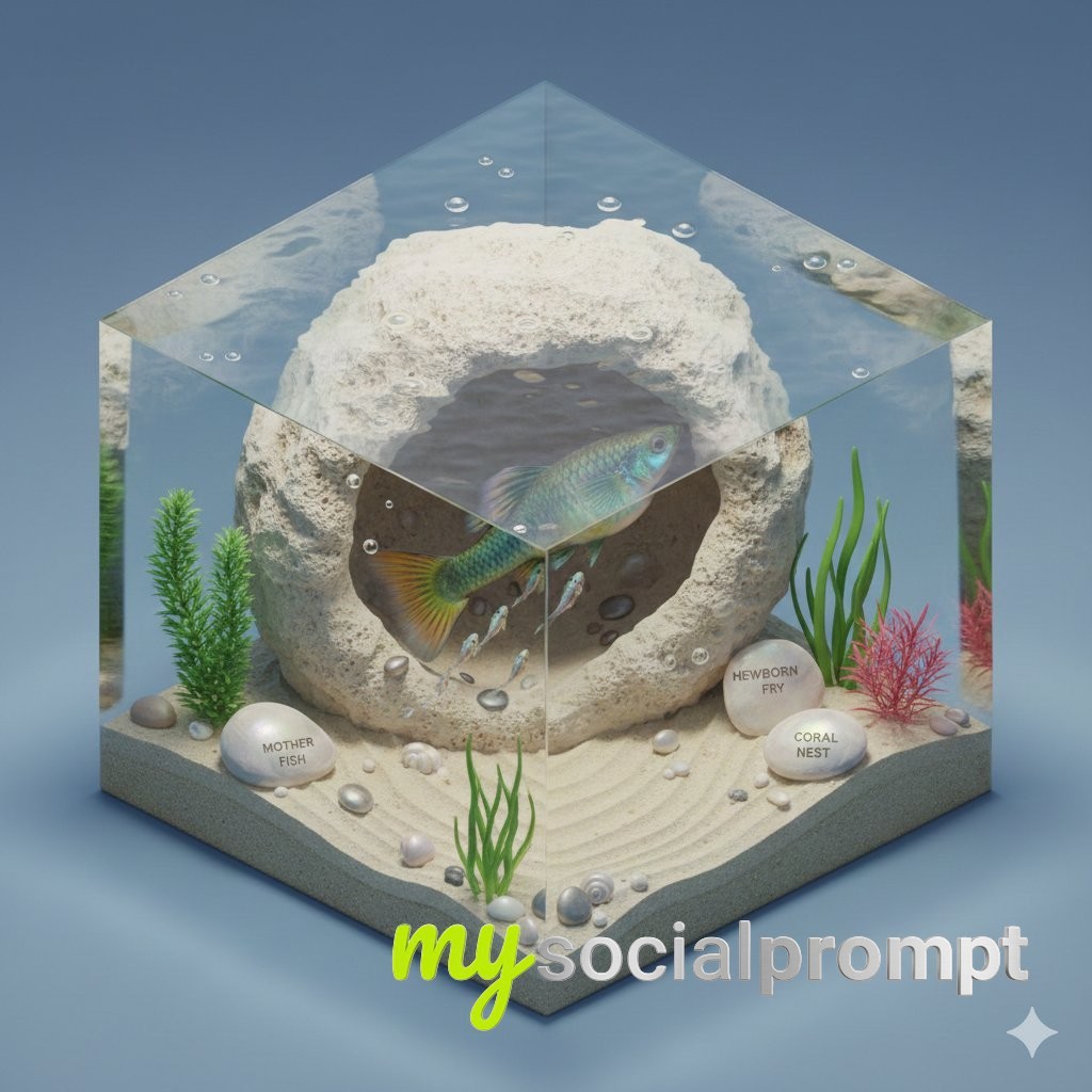 nanobanana prompt: Isometric Diorama of Parrot Feeding Chicks in Storybook Style 2