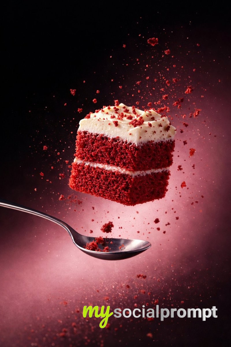nanobanana prompt: Surreal Red Velvet Cube with Cinematic Studio Lighting 3