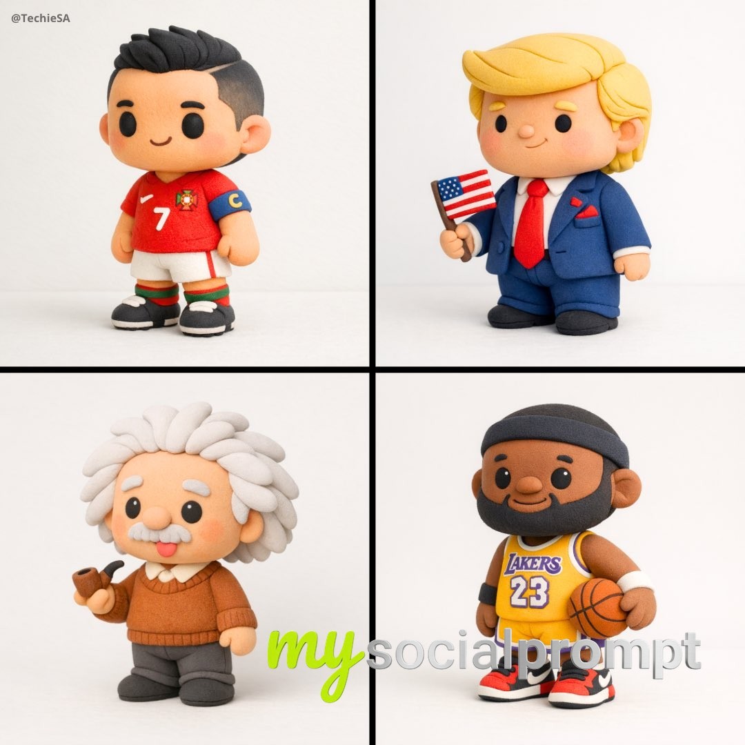 nanobanana prompt: Polymer Clay Figurine with Childlike Anatomy in Minimalist Composition