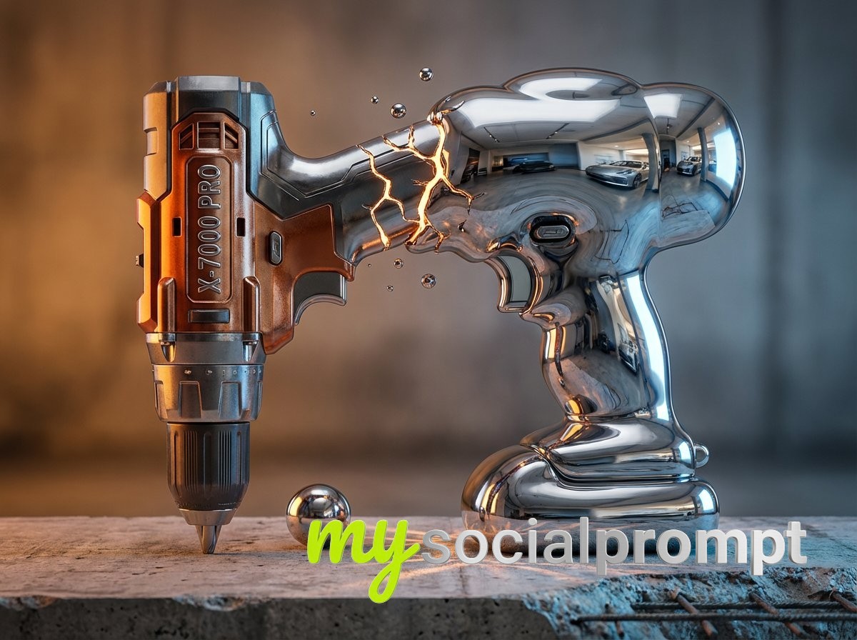 nanobanana prompt: Chrome Metamorphosis with Split Lighting & Surrealist Luxury 3