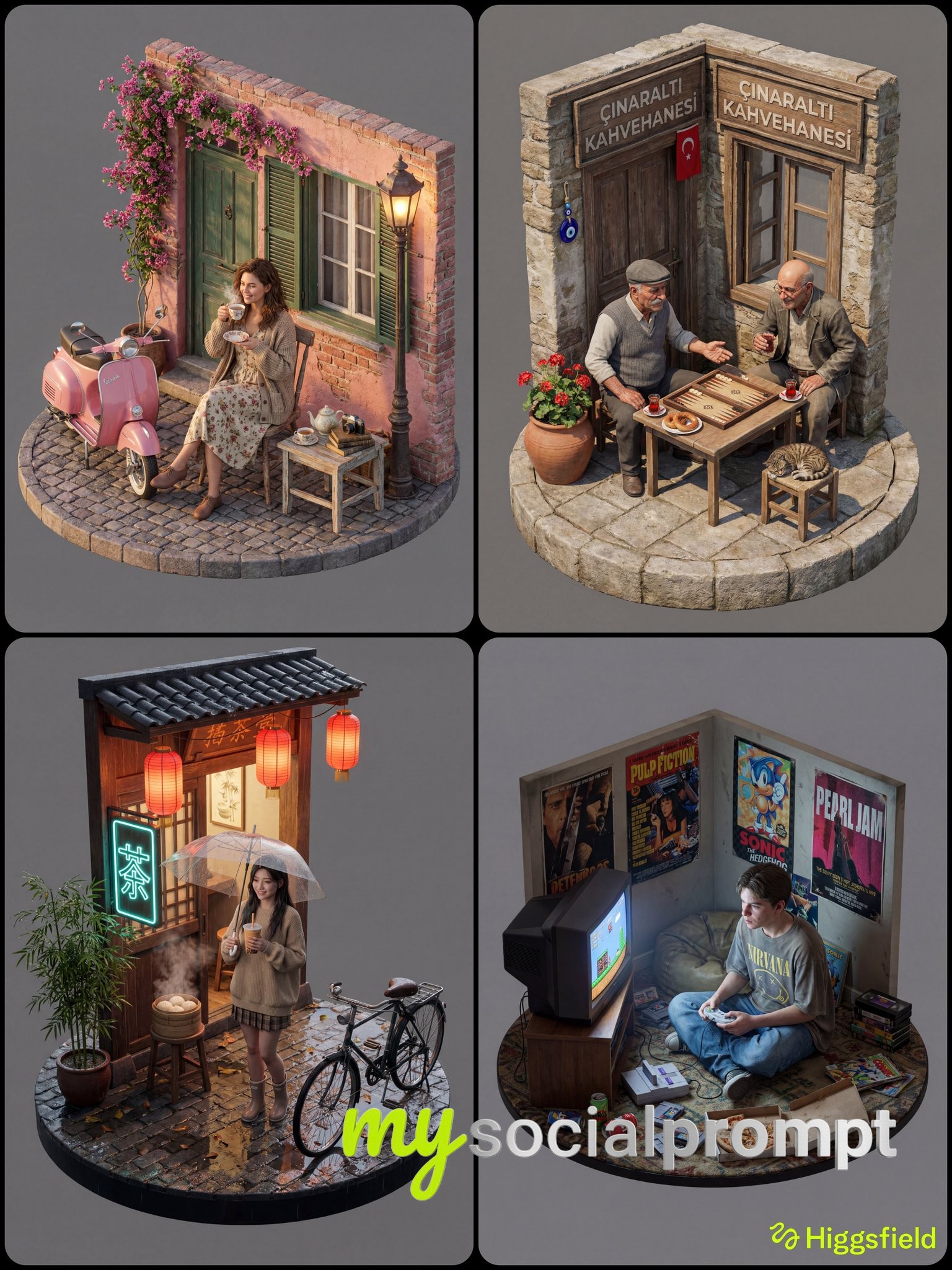 nanobanana prompt: Isometric Hyper-realistic Scene with Living Human Skin Texture