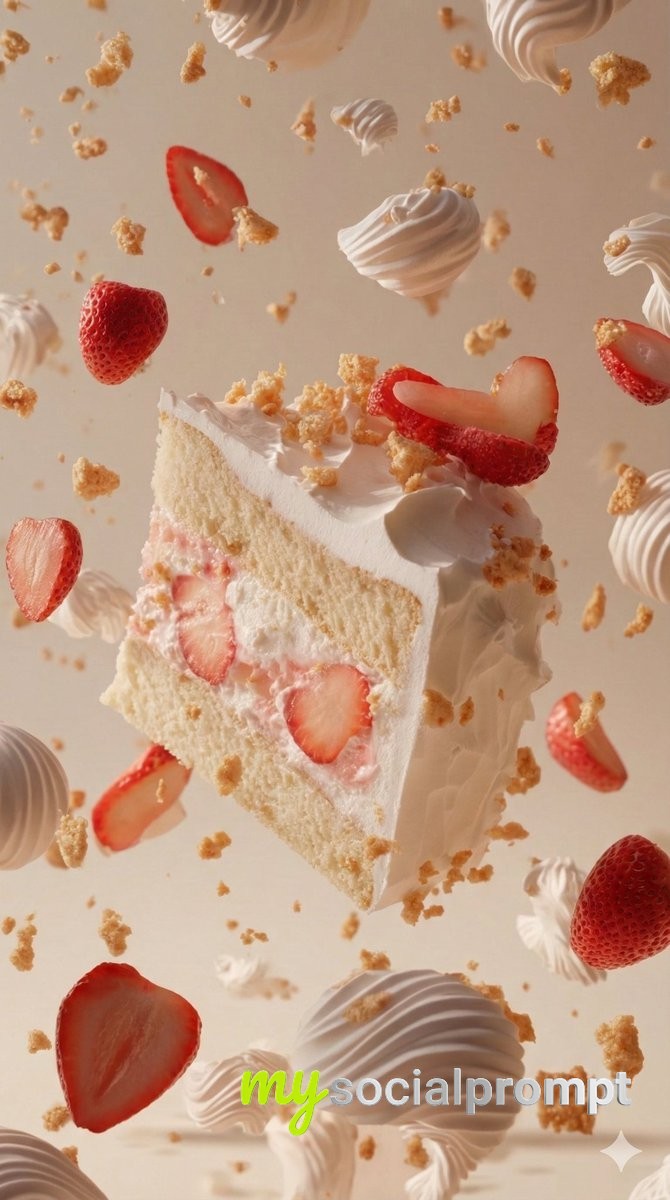 nanobanana prompt: Cinematic Food Photography — Playful Chic Suspended Dessert 4