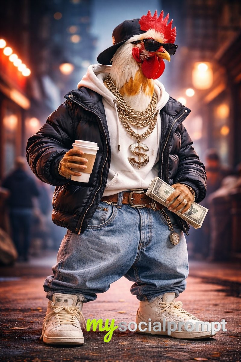 nanobanana prompt: Anthropomorphic Rooster Street Skater in Cinematic Studio Portrait 2