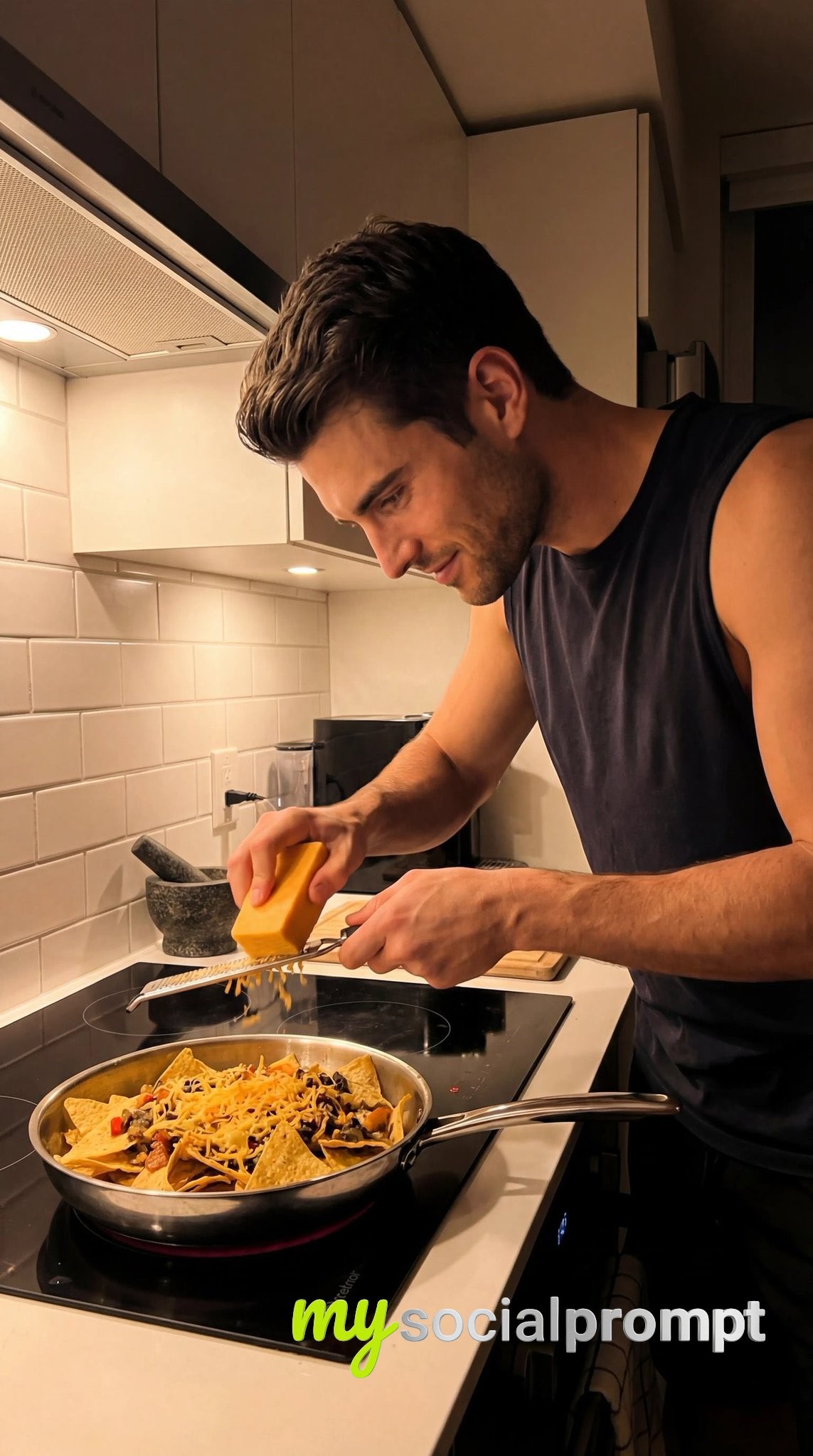 nanobanana prompt: Photorealistic Candid Kitchen Scene with Identity-Locked Subject
