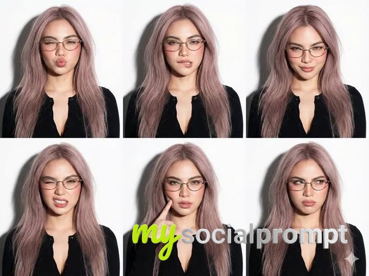 nanobanana prompt: Expressive Headshot Collage with Cinematic Lighting 2