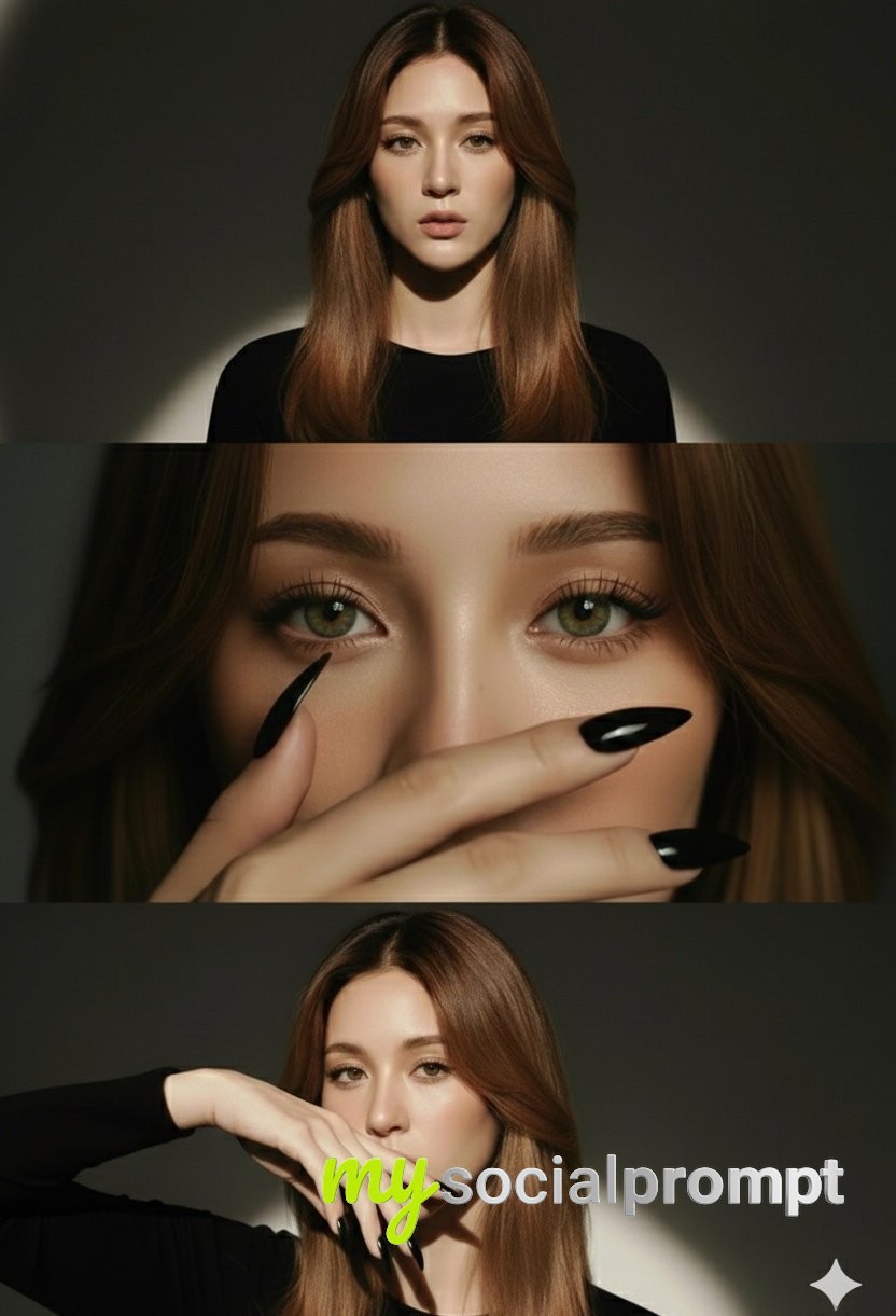 nanobanana prompt: High-Fashion Triptych with Cinematic Lighting & Minimalist Composition