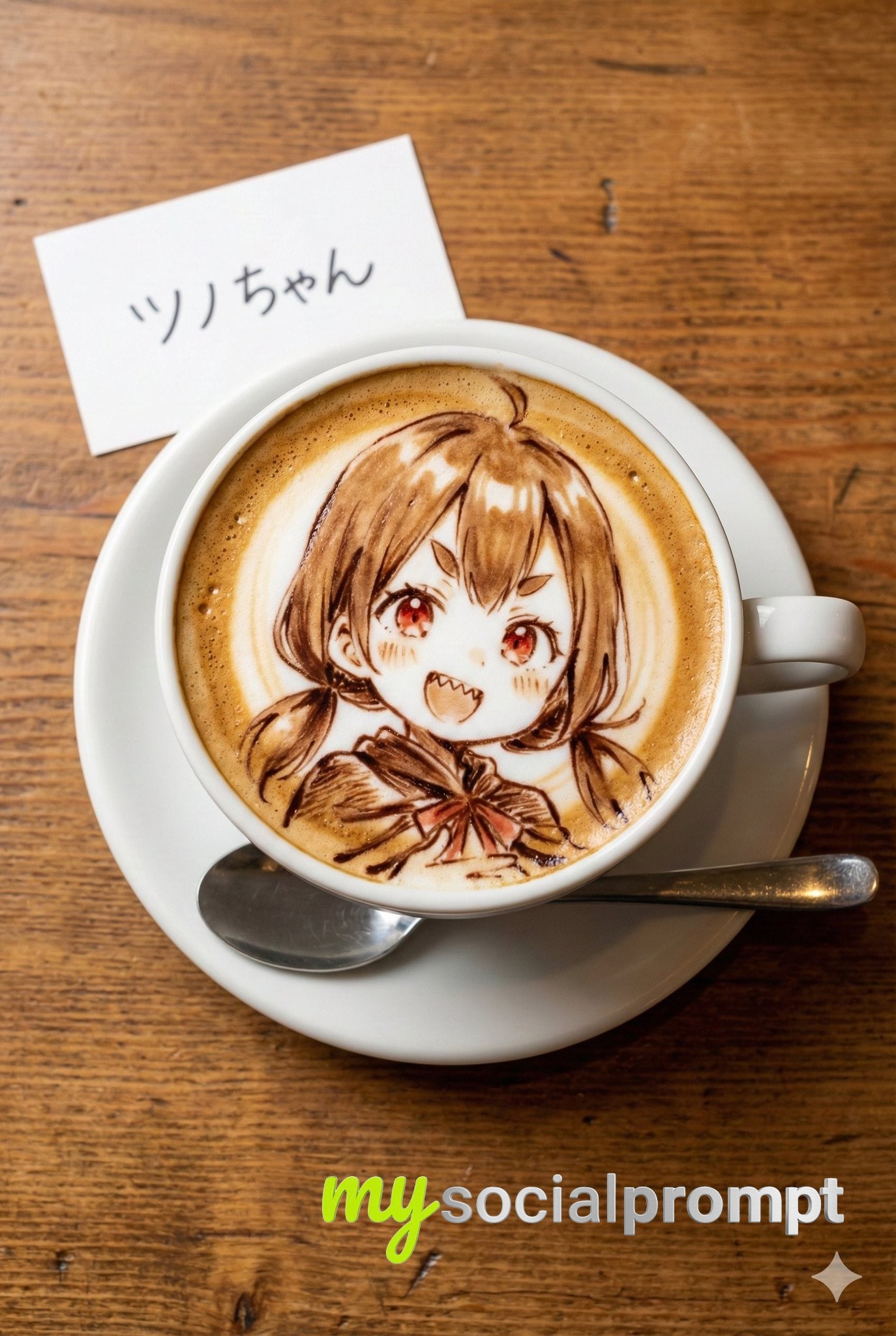 nanobanana prompt: Latte Art Character Portrait with Photorealistic Food Photography