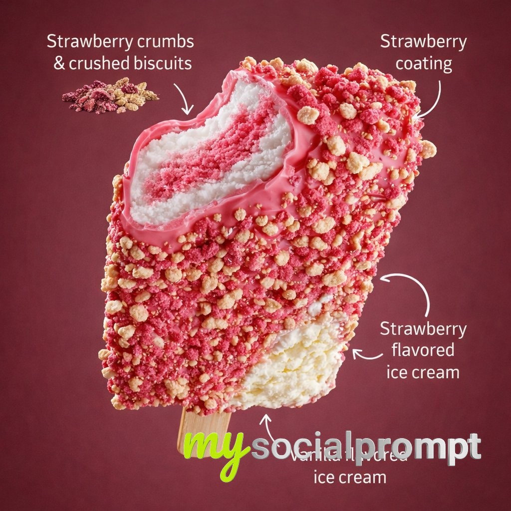 nanobanana prompt: Hyper-realistic Ice Cream Bar with Studio Lighting & Ingredient Callouts 2