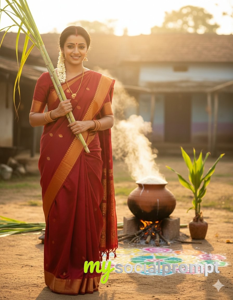 nanobanana prompt: Ultra-Realistic South Indian Pongal Festival Portrait with Cinematic Lighting 2