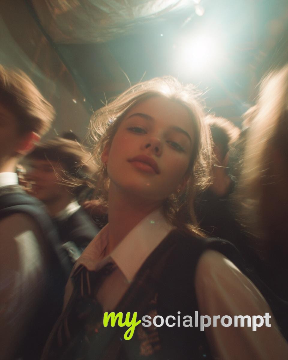 nanobanana prompt: Paparazzi-Style Cinematic Portrait with Harsh Flash Lighting 4