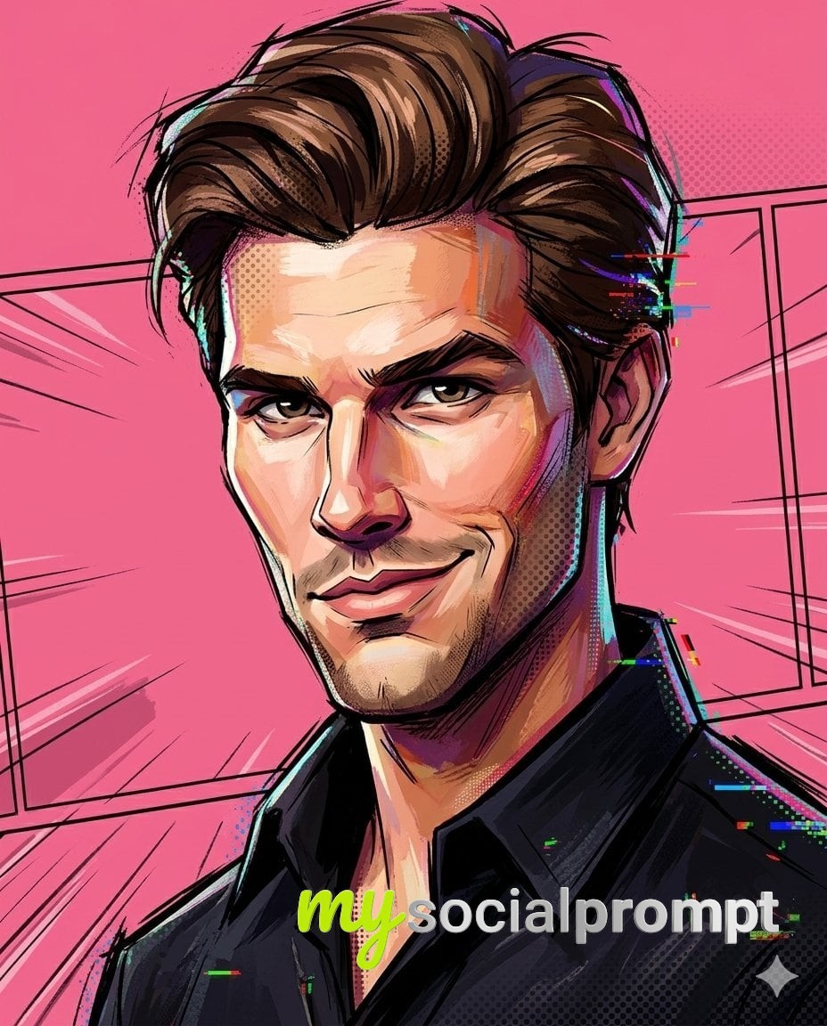 nanobanana prompt: Cartoon 3D Hybrid Portrait in Spider-Verse Style