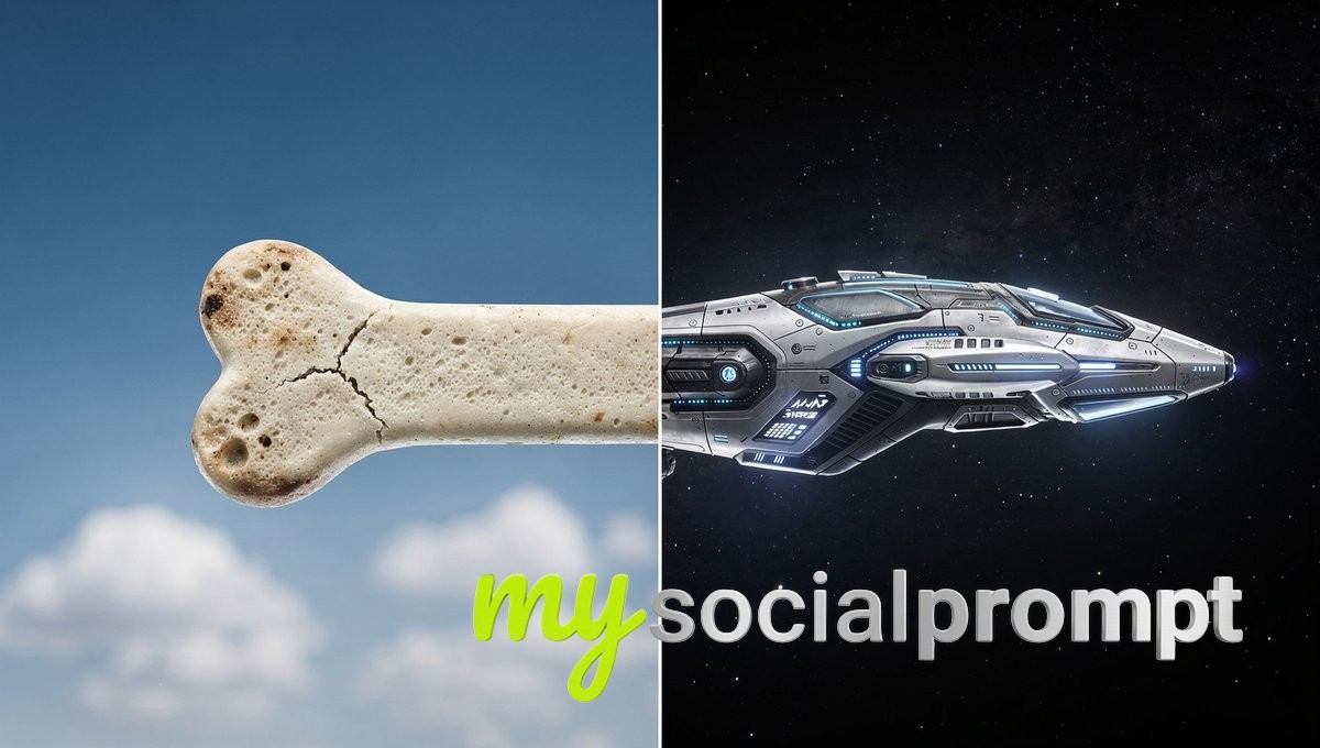 nanobanana prompt: Photorealistic Bone-to-Spacecraft Morph with Cinematic Lighting 4