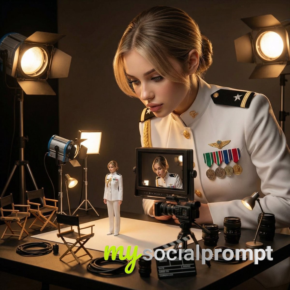 nanobanana prompt: Cinematic Miniature Film Set with Ultra-Realistic Lighting