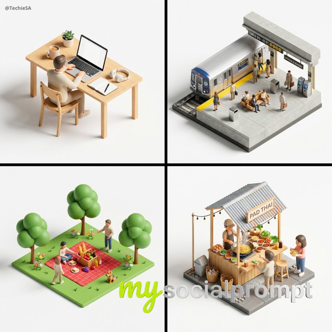 nanobanana prompt: Isometric Diorama with Apple-UI Aesthetic and Cinematic Lighting
