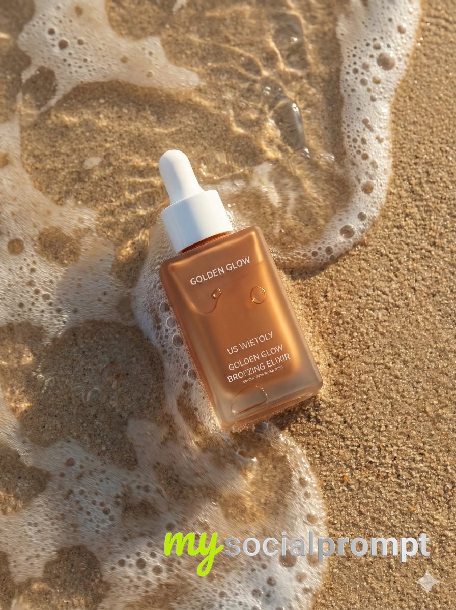 nanobanana prompt: Cinematic Beach Photography for Luxury Skincare 2