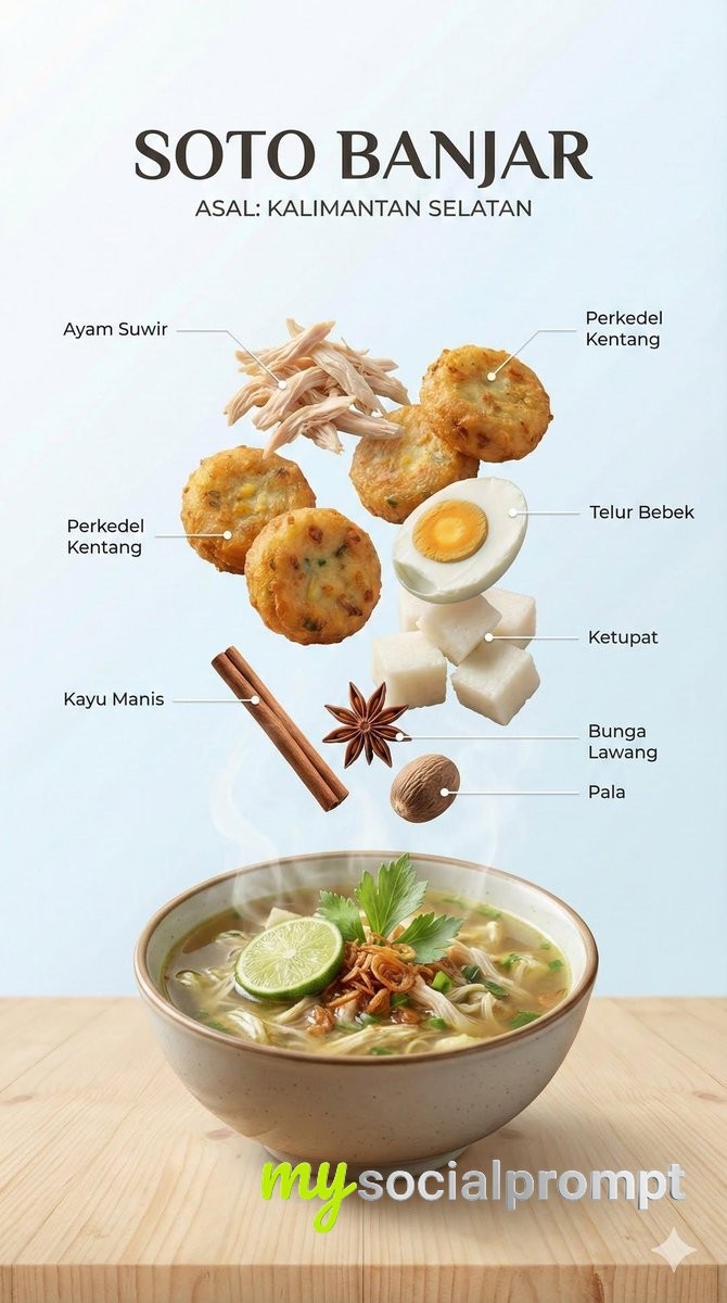 nanobanana prompt: Cinematic Indonesian Cuisine Infographic with Hyper-realistic Detail 2