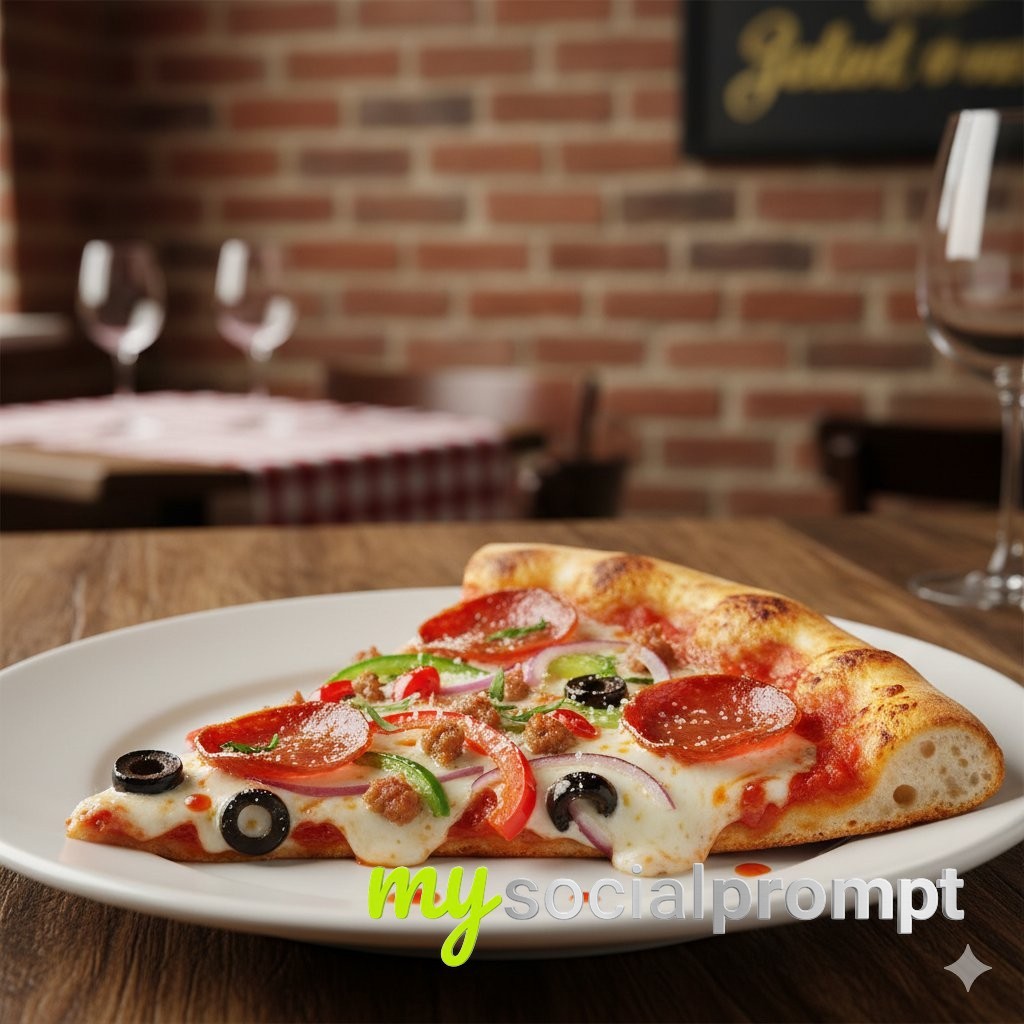 nanobanana prompt: Cinematic Pizza Slice with Cheese Pull in Macro Food Photography